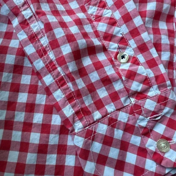 VINEYARD VINES Relaxed Gingham Pocket Button-up Shirt in Red Womens Size 2 - Picture 6 of 7